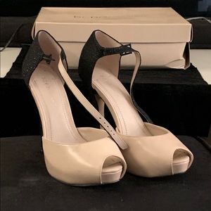 BCBG cream and black pumps
